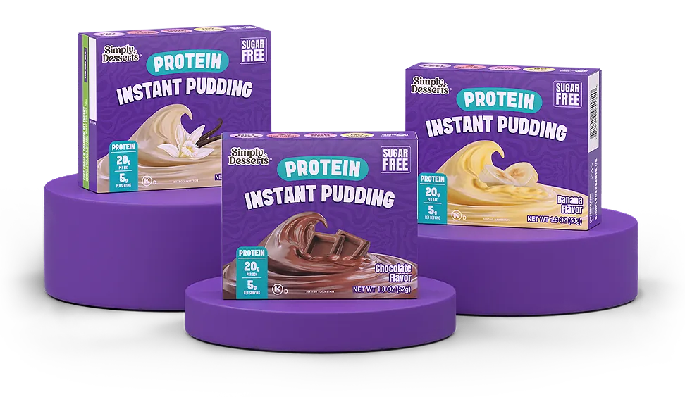 Simply Desserts Protein Pudding Variety Pack - Chocolate, Vanilla, and Banana