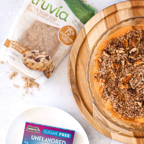 Vegan Brown Sugar Peaches Cream Crumble top view featured image