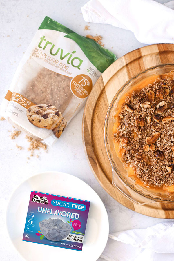 Vegan Brown Sugar Peaches Cream Crumble top view featured image