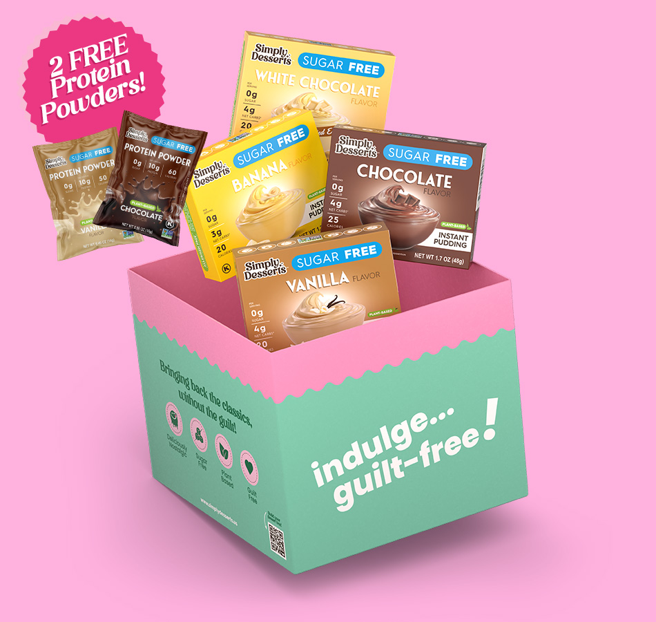 Pudding box with 2 Free Protein Powders