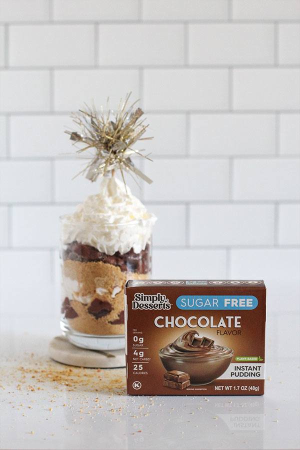 simply desserts sugar free chocolate pudding box with festive parfait dessert