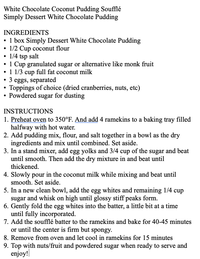 White Chocolate Coconut Pudding Souffle 06