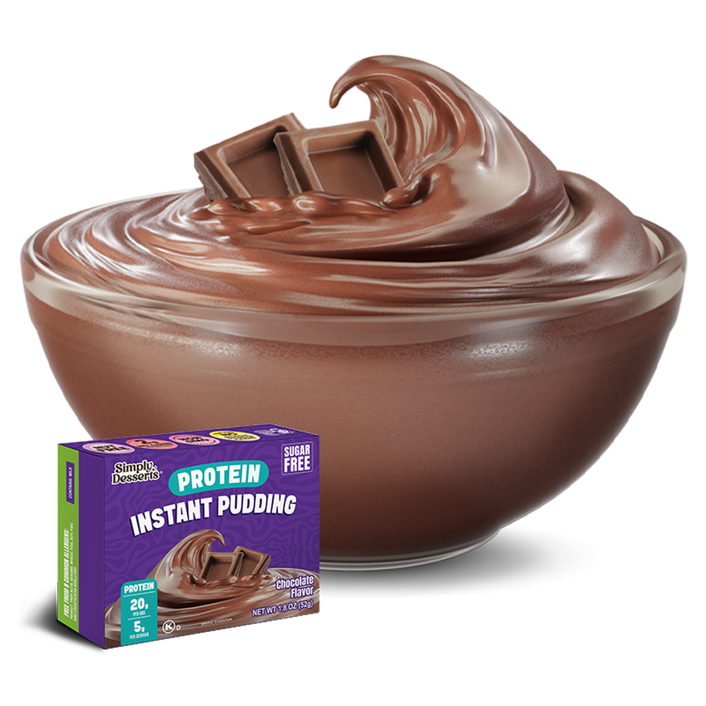 Simply Desserts Chocolate Protein Pudding Bowl and Box